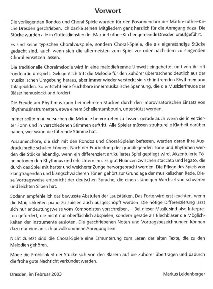 Rondos und Choralvorspiele, M. Leidenberger