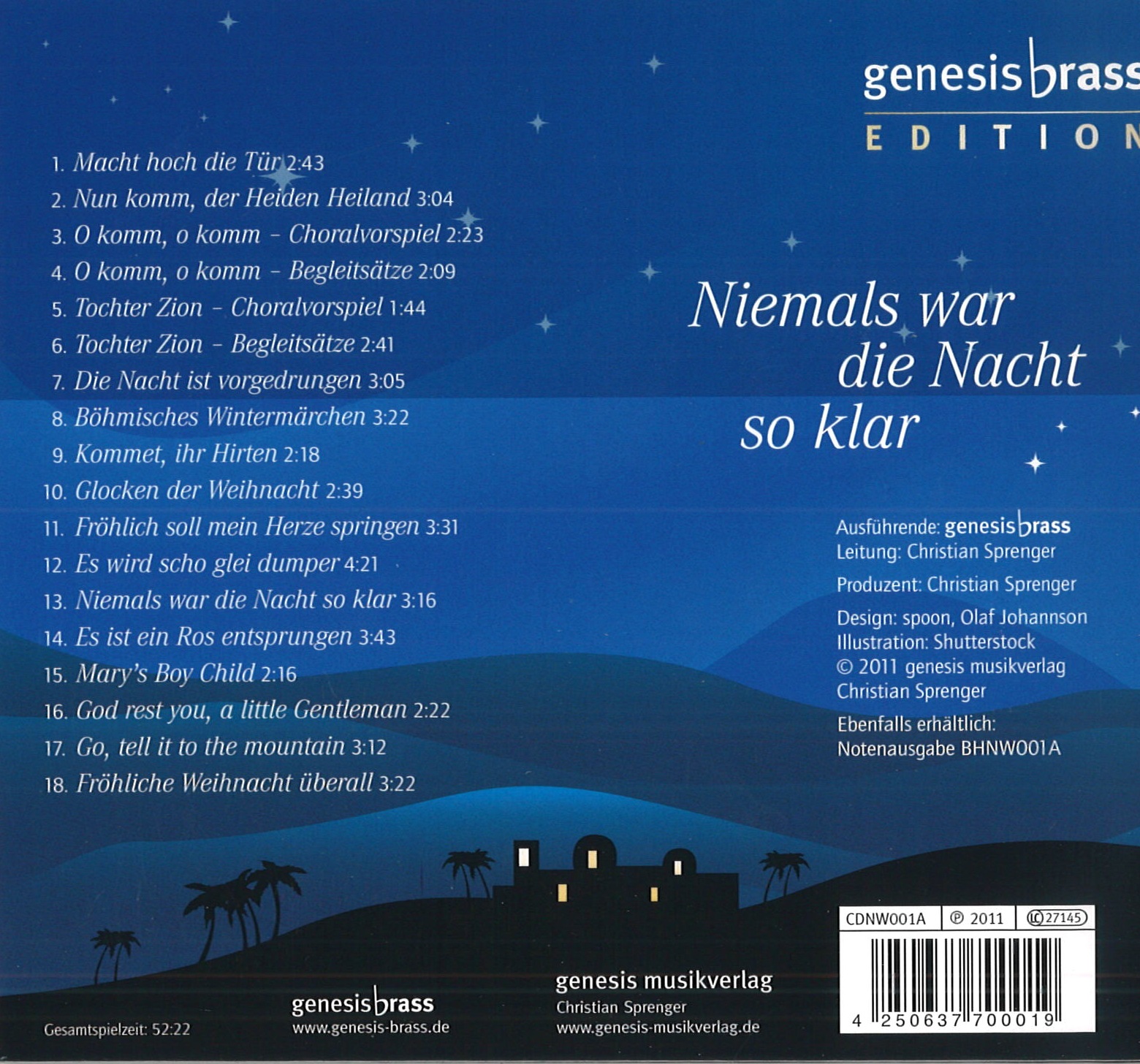 Niemals war die Nacht so klar - CD